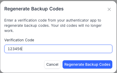 Regenerate backup codes