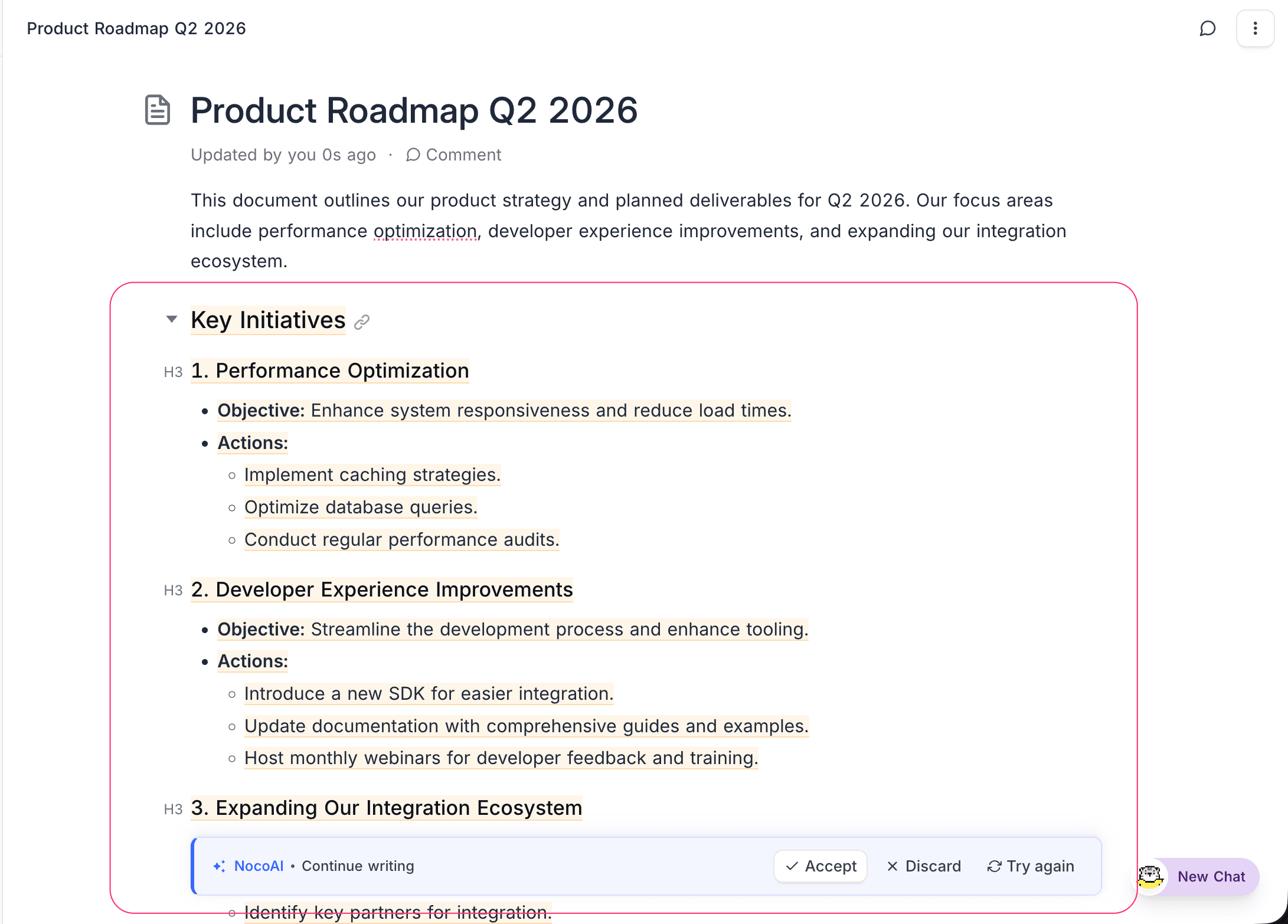 AI suggestion displayed inline