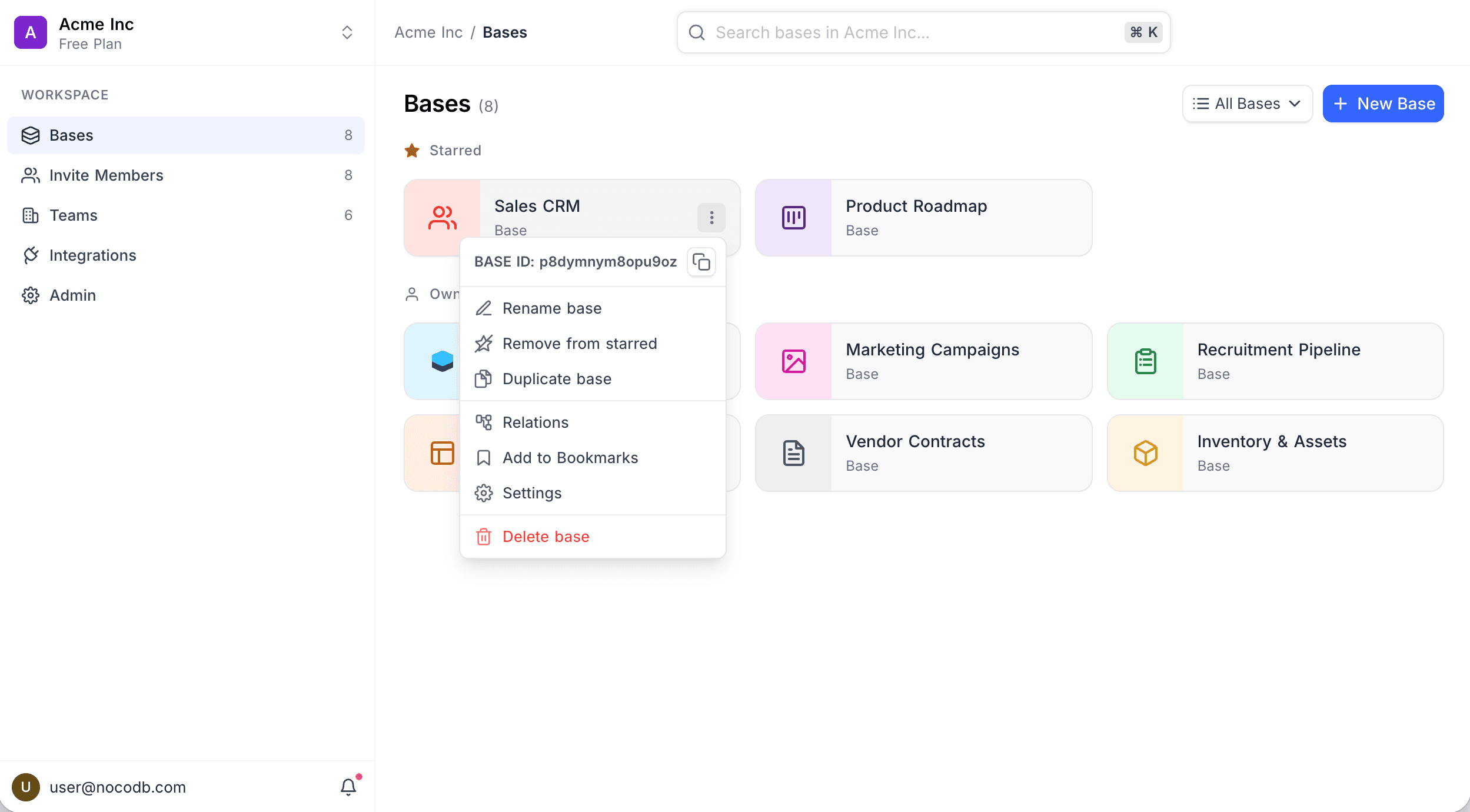 base context menu