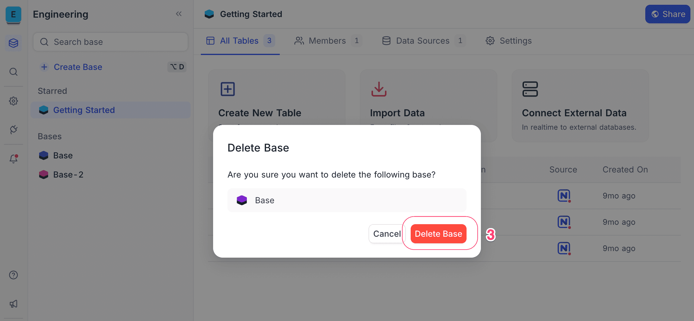 base delete