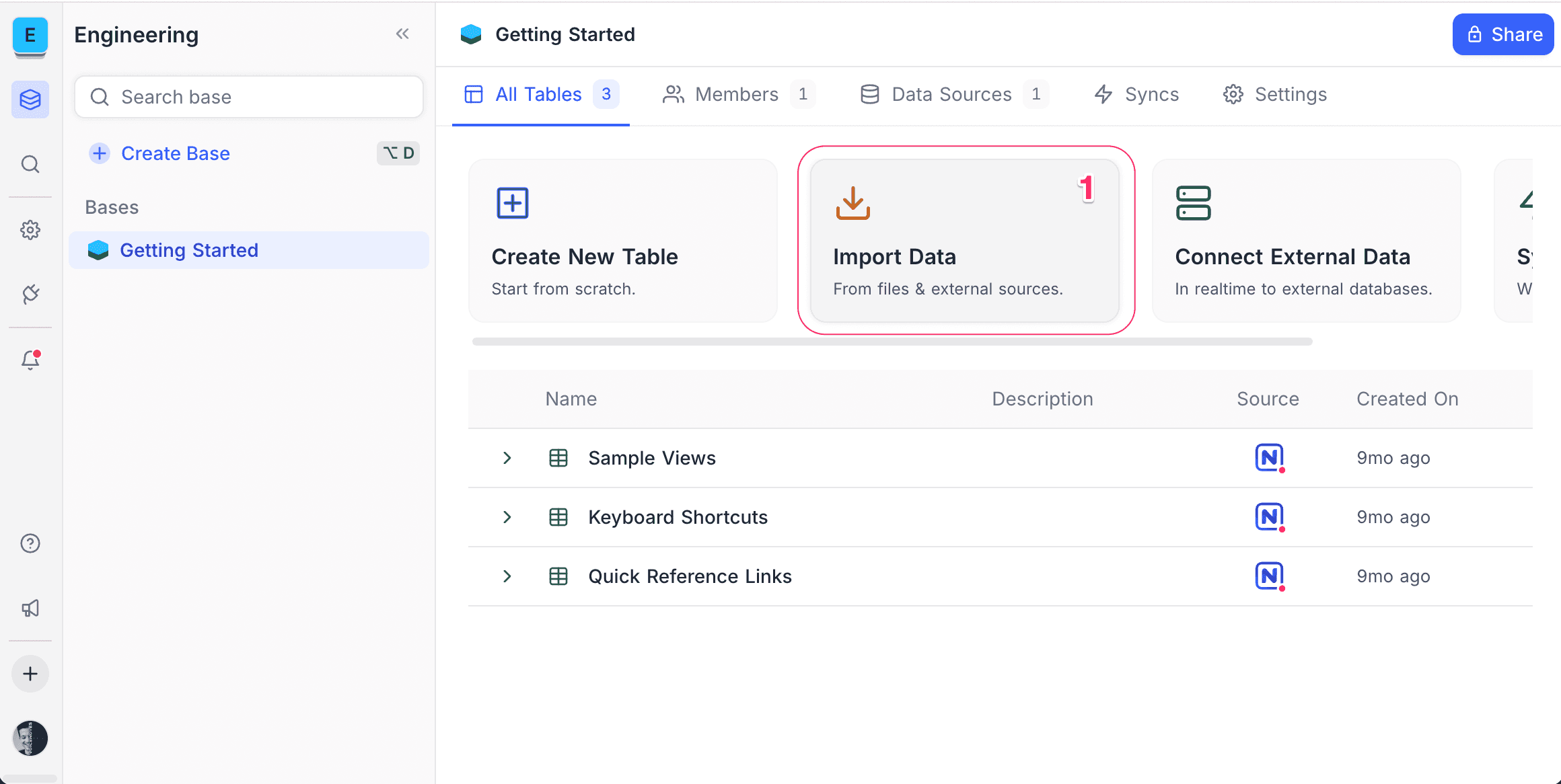 import data