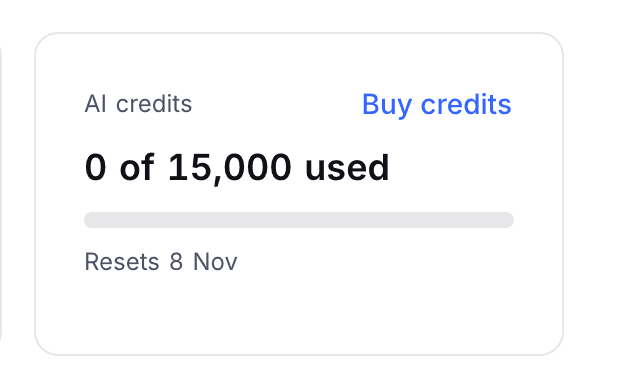 AI credits on the billing dashboard