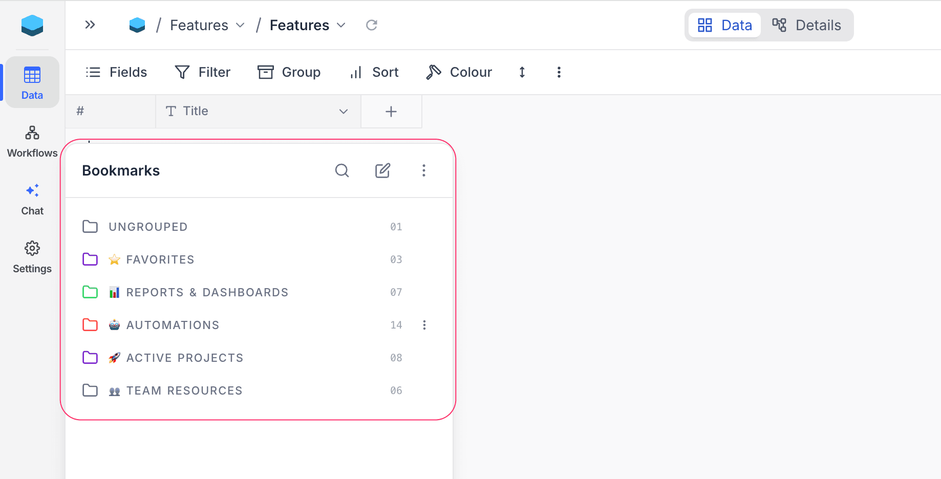 Collapsed folders shown as single header rows
