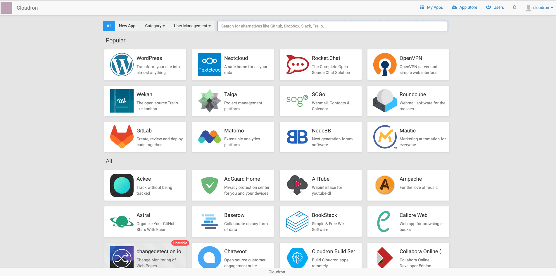 Cloudron App Store