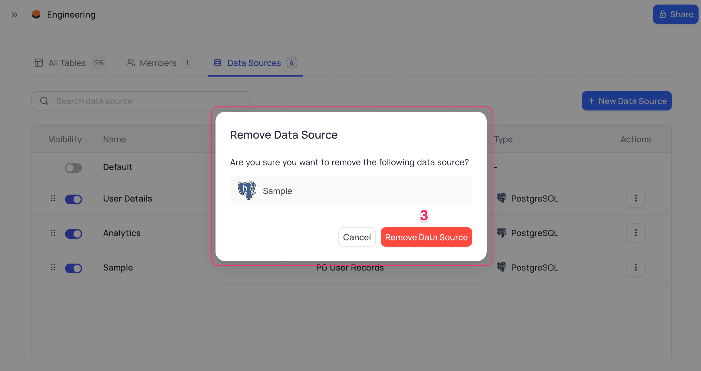 datasource unlink