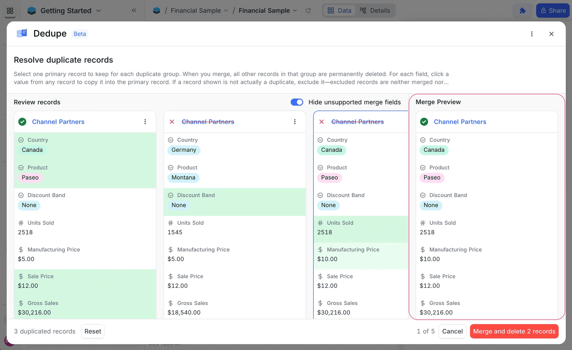 De-Duplicate Multi-Field