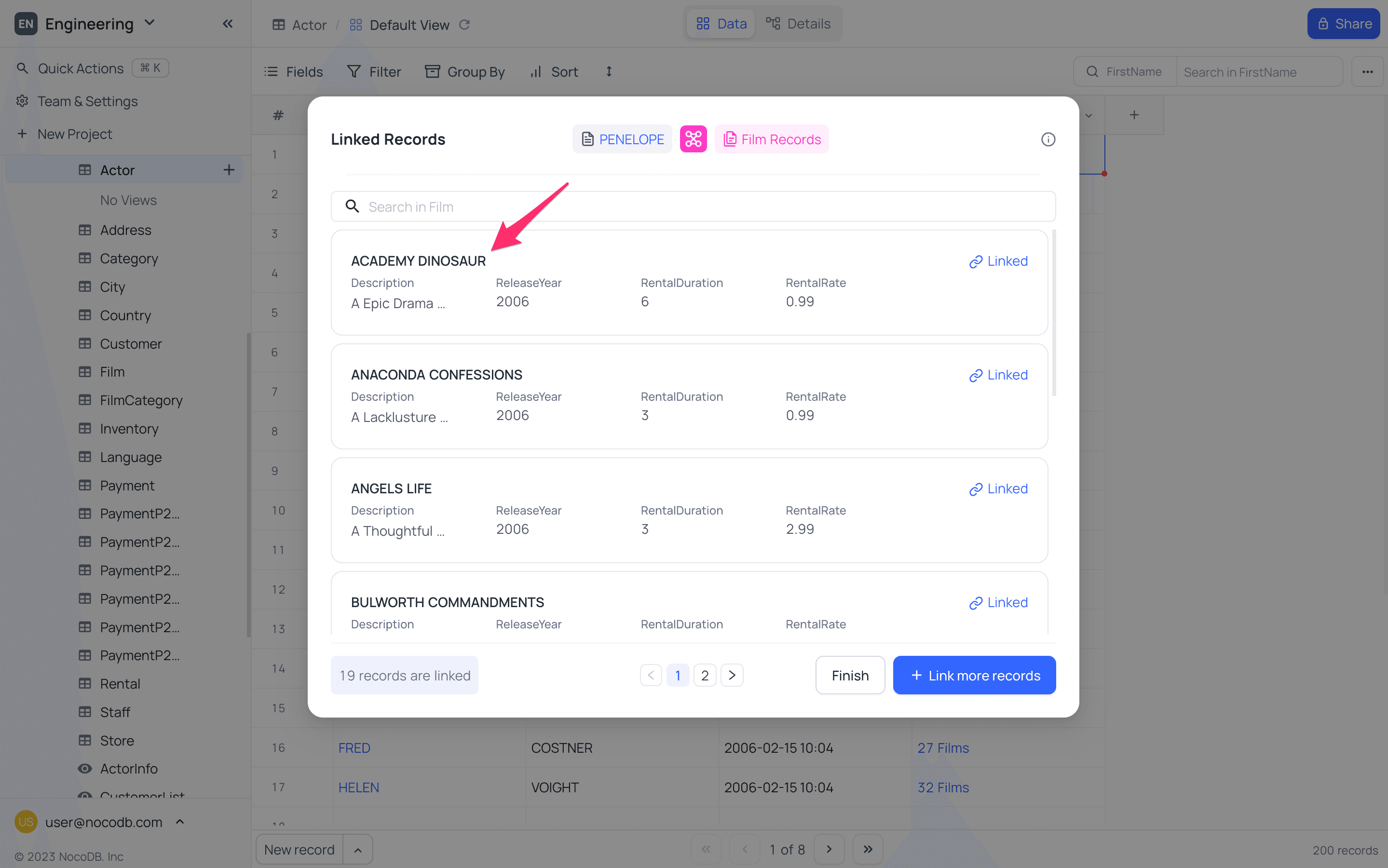 display value- links field