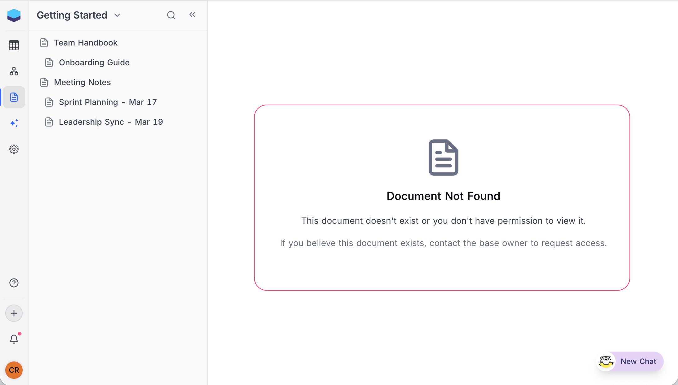 Document Not Found error when accessing a restricted document