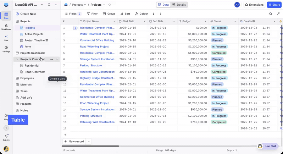 Documents in the Data sidebar