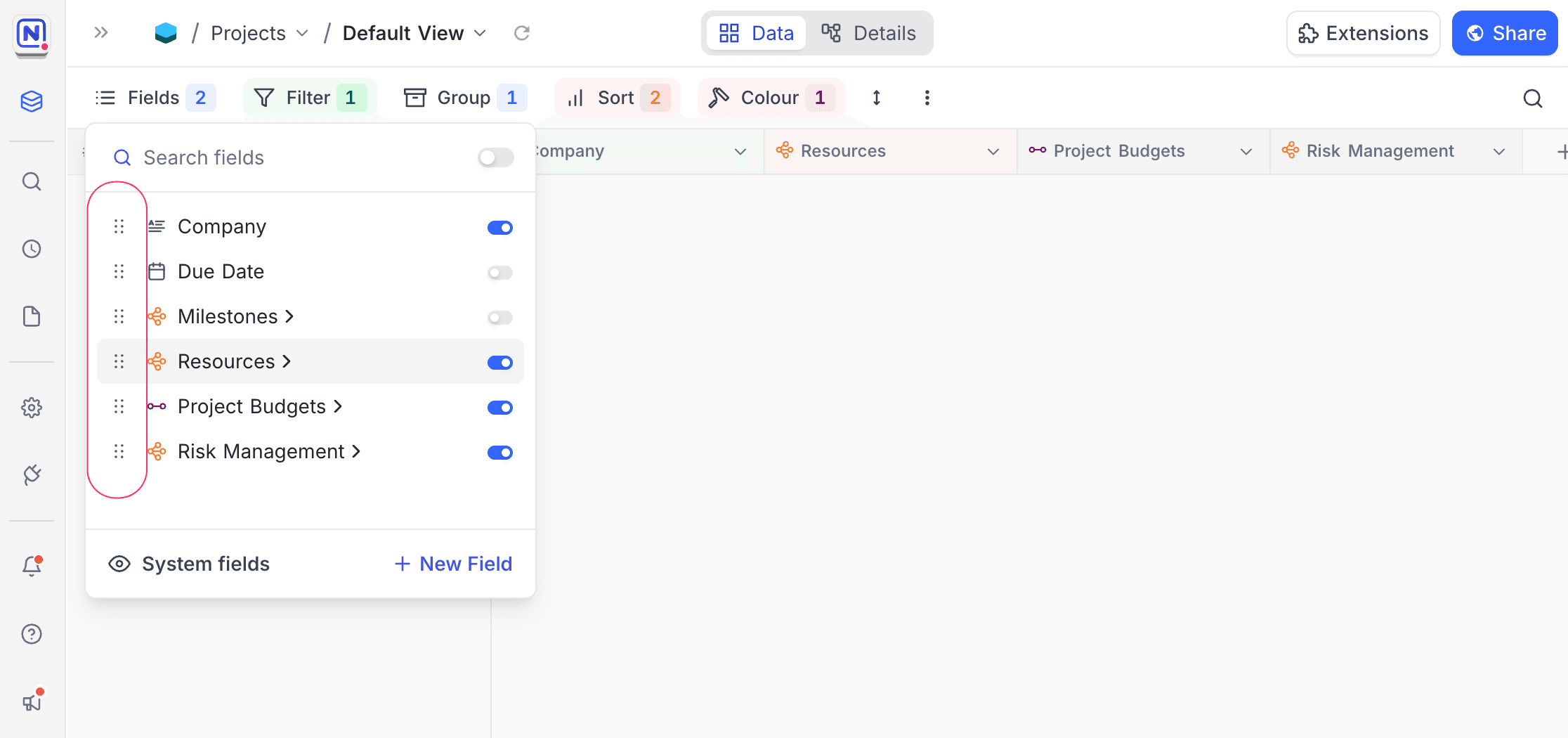 Reorder Fields