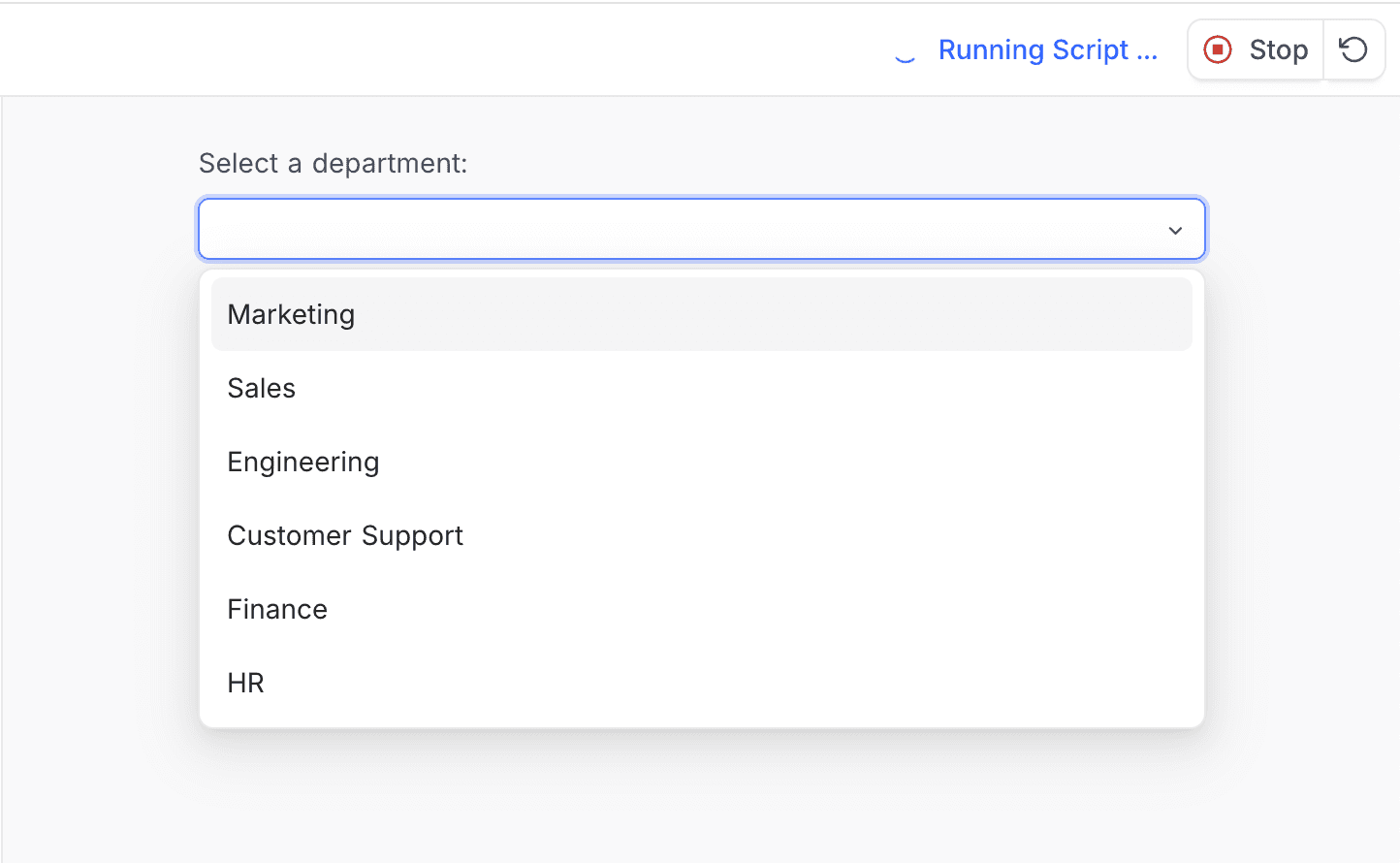 Select Input Example