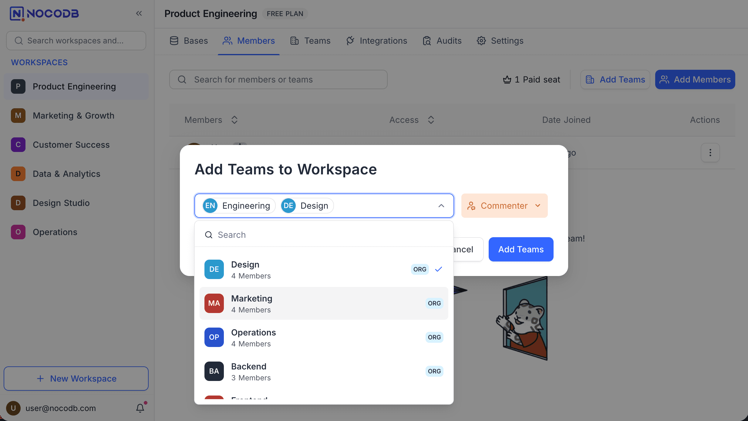 An organization team shown with an ORG badge