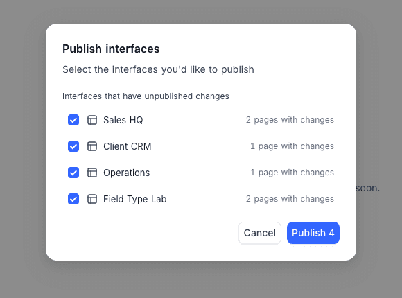 Publish dialog