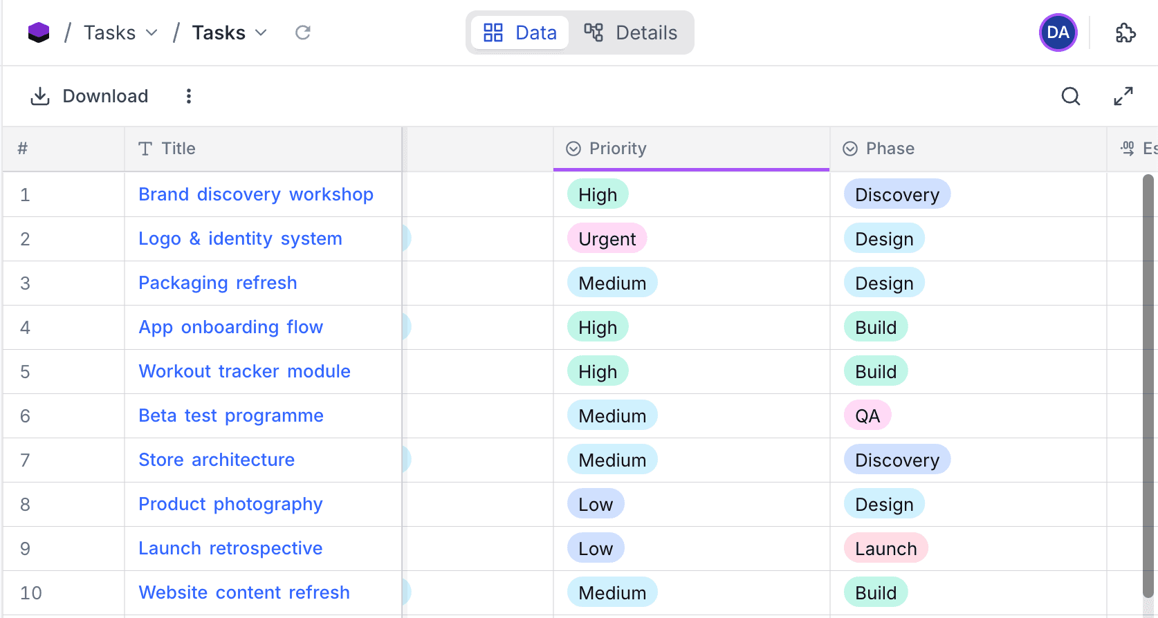 A field header underlined in a collaborator's colour while they edit its settings