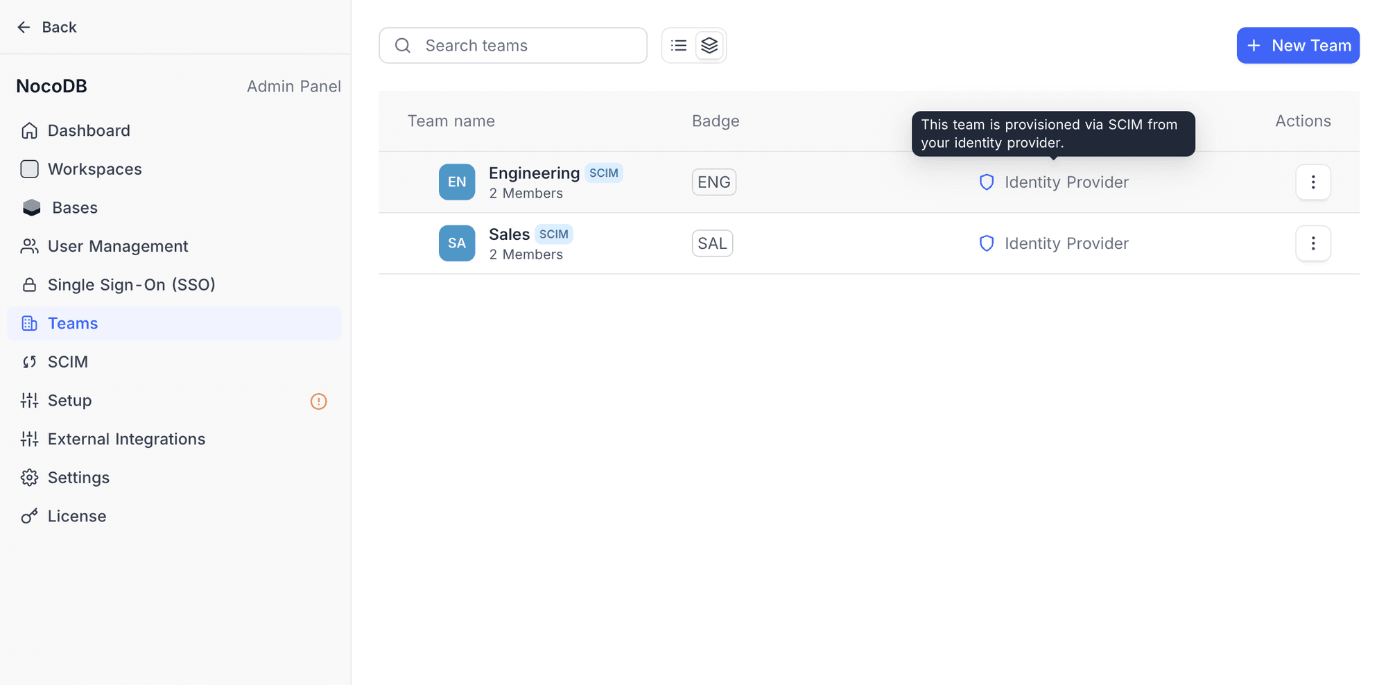 SCIM-provisioned teams