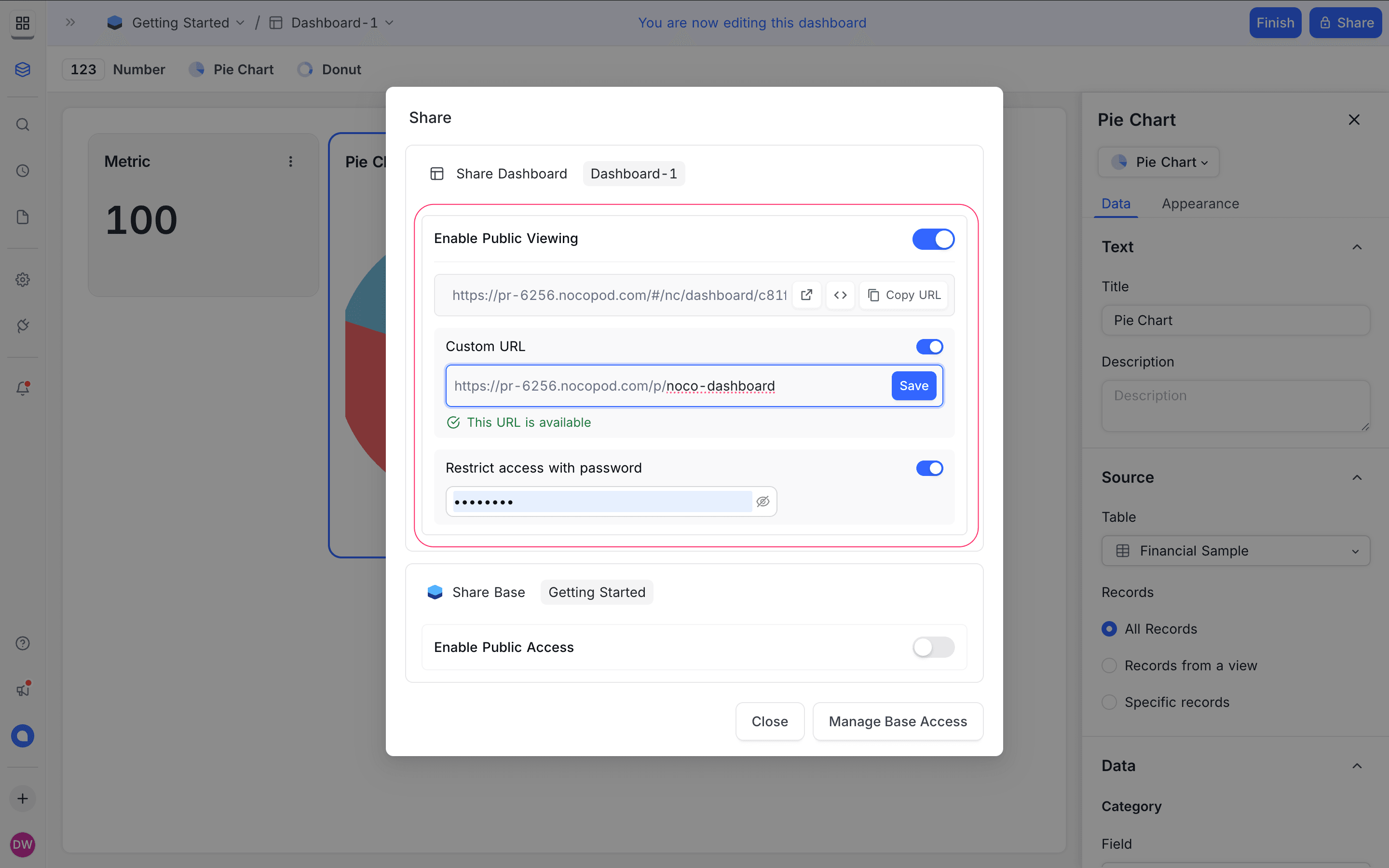 Share dashboard