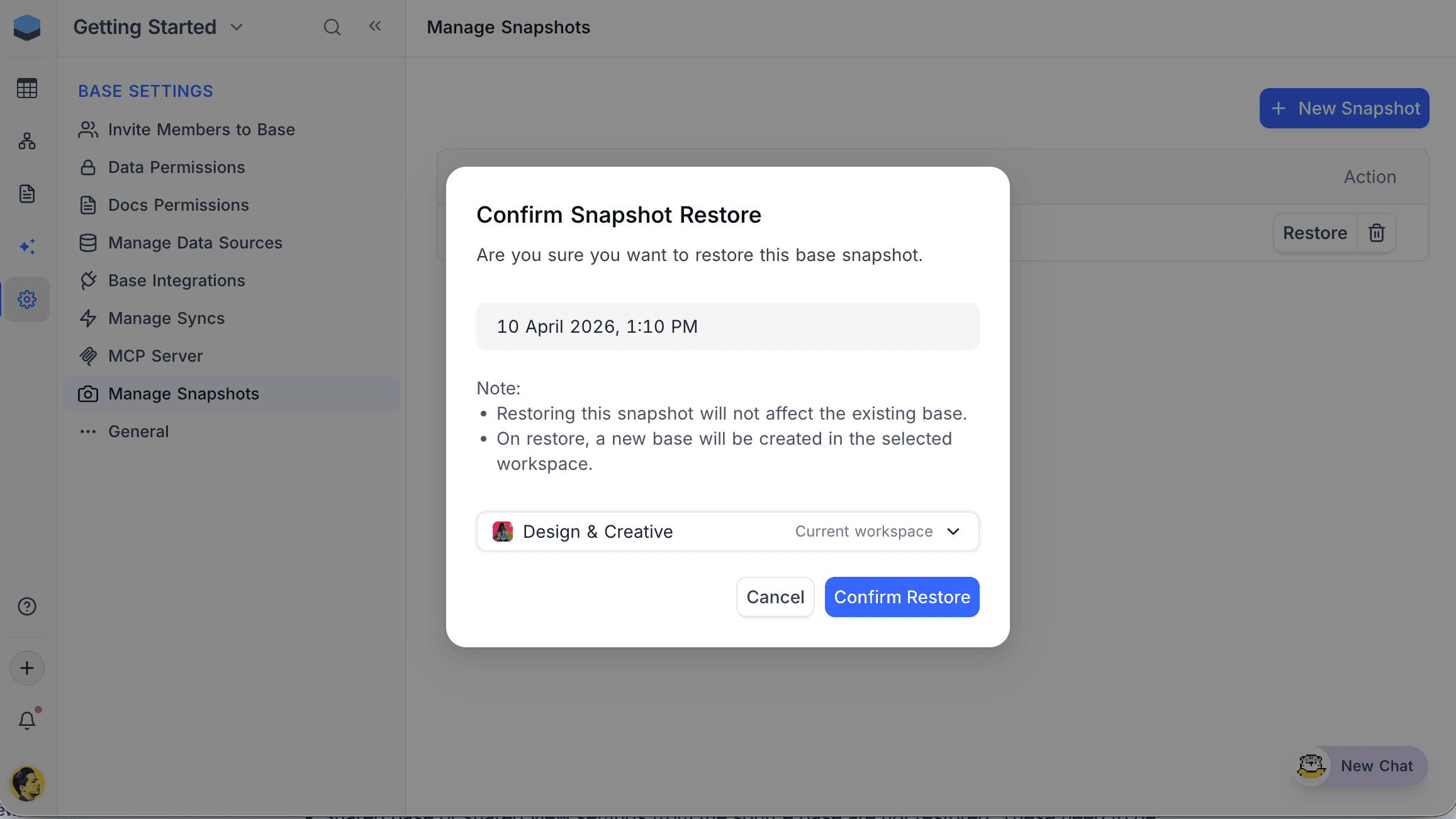 Restore Snapshot
