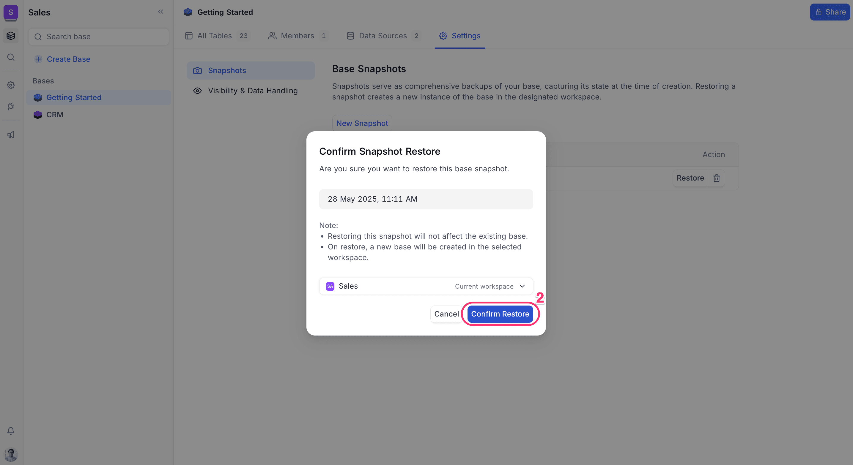 Restore Snapshot