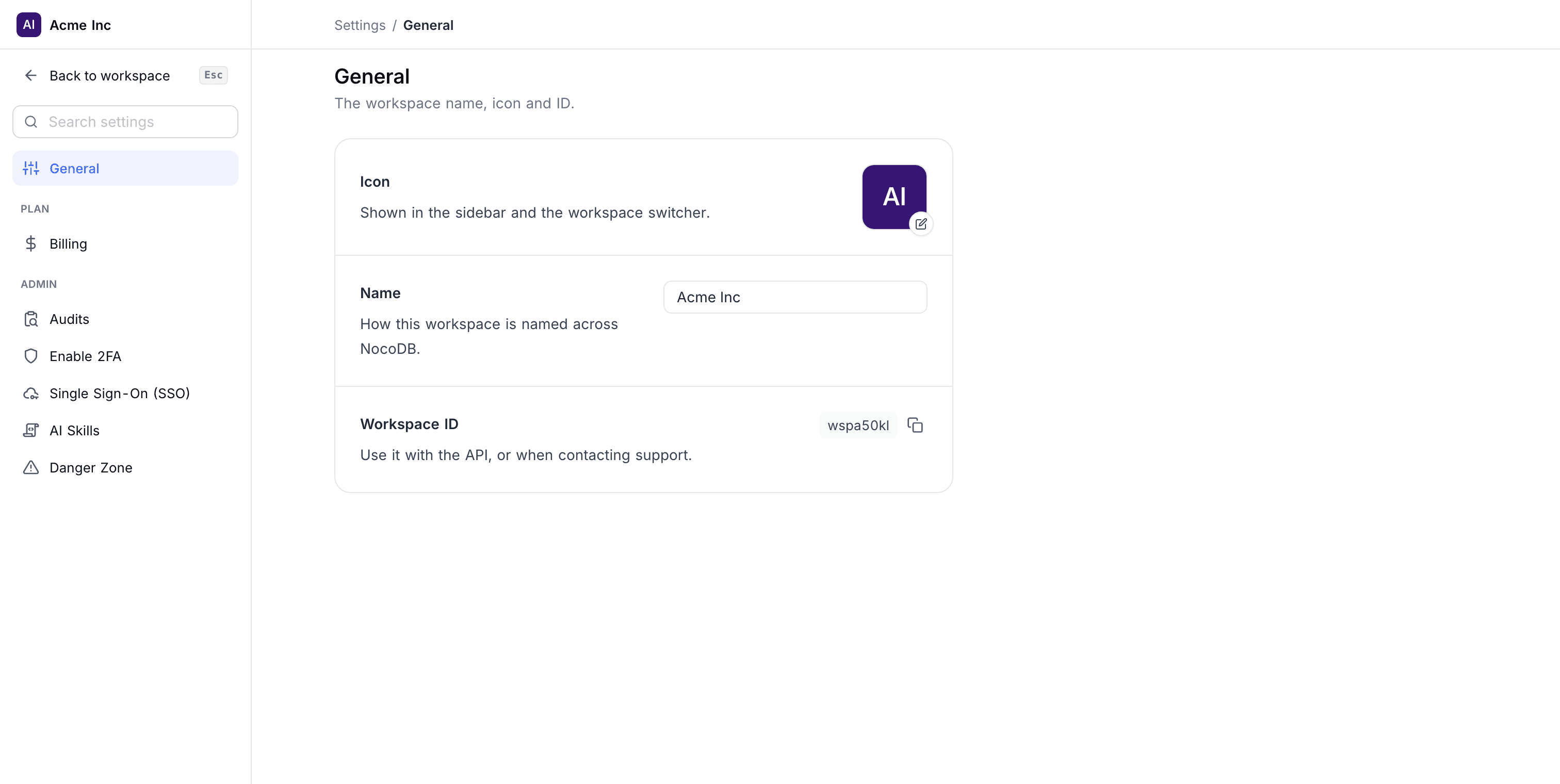 Workspace ID