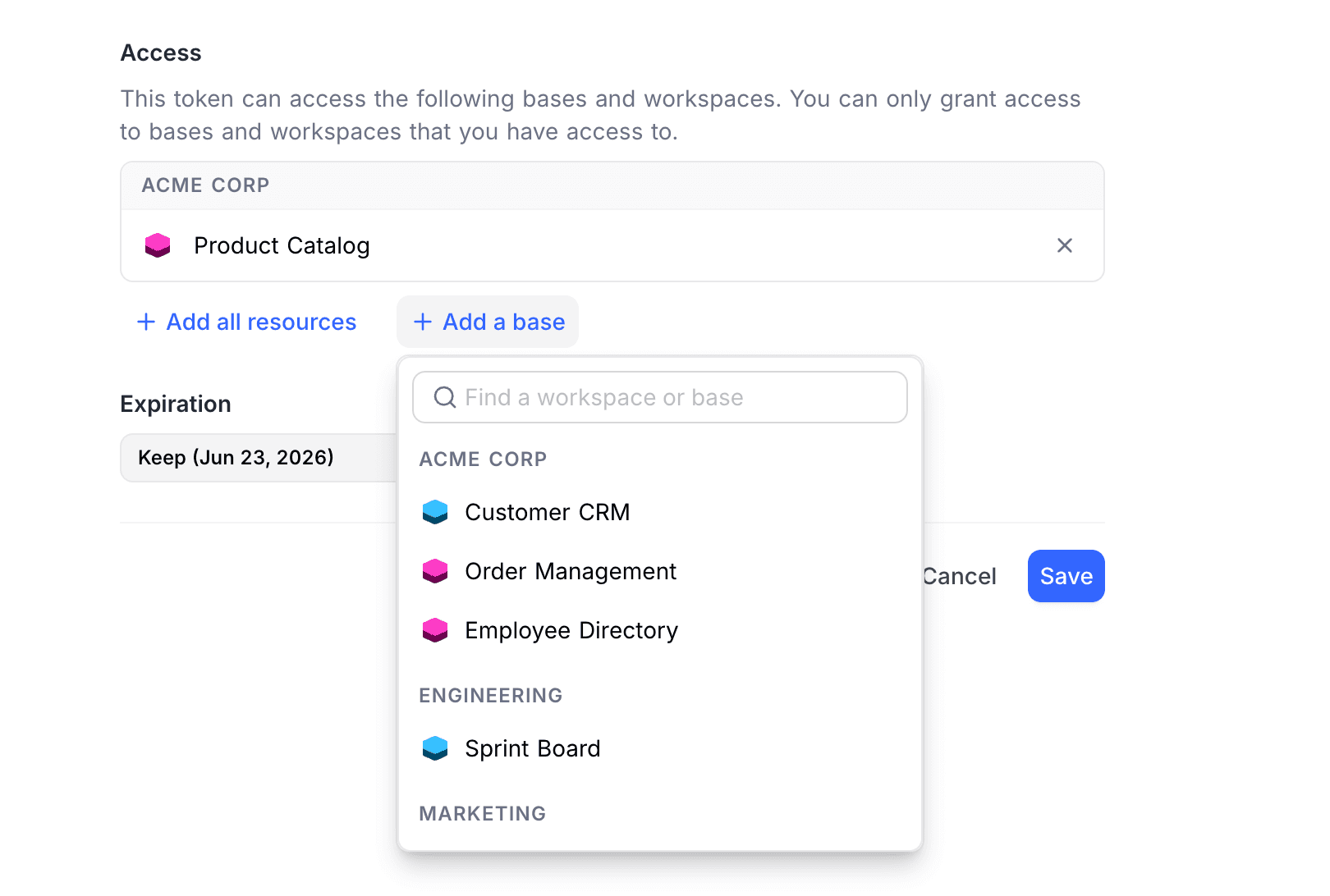 Add a project dropdown