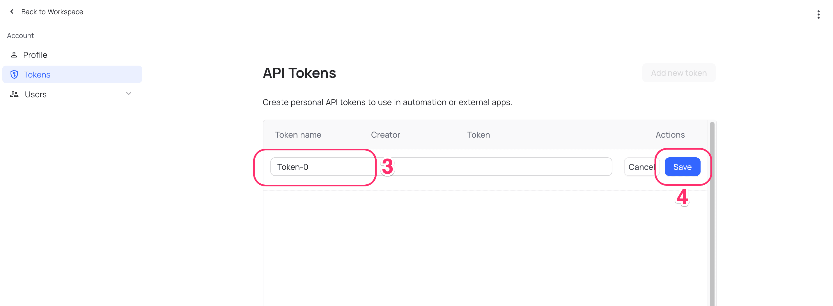 Create API Token