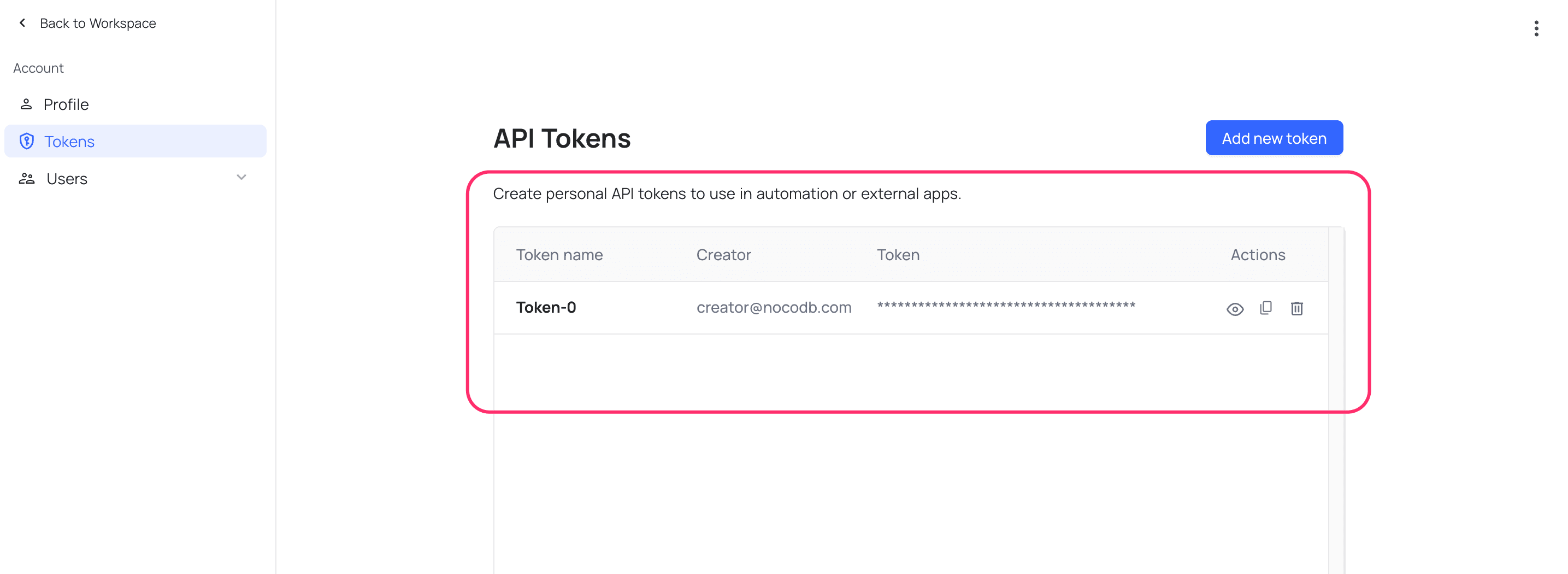 Create API Token