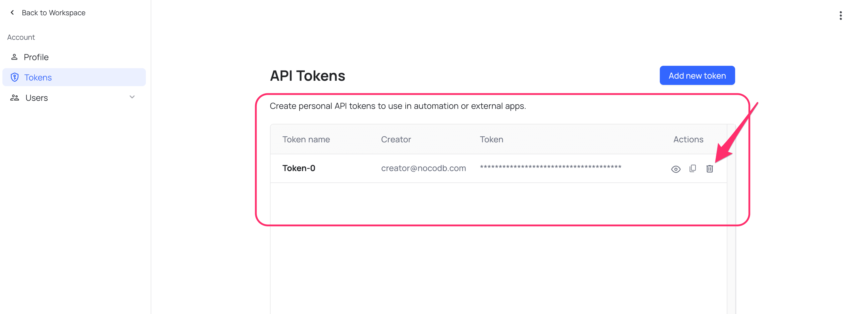 Delete API Token