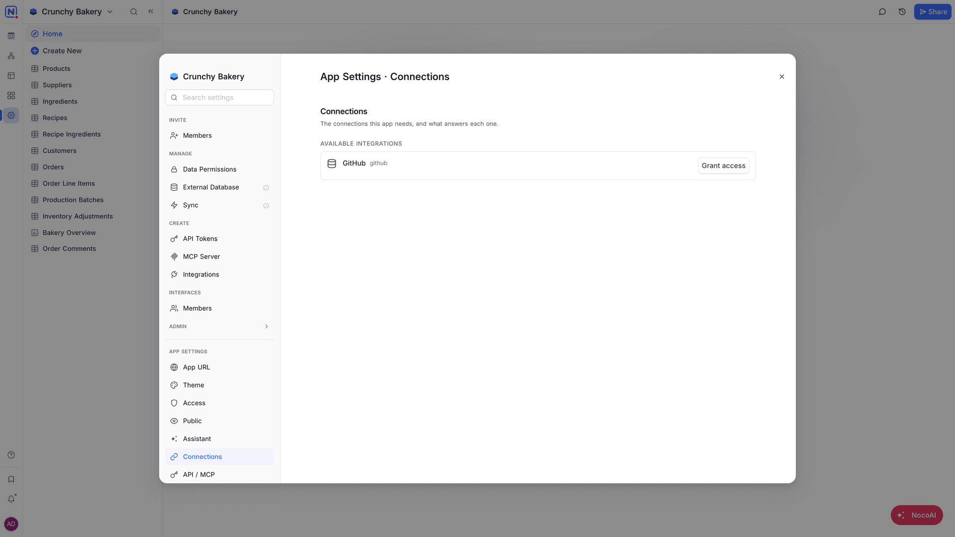 The Connections tab