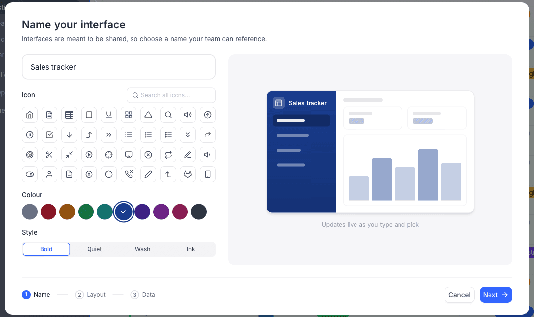 Create interface wizard