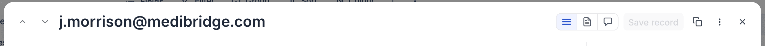 The header of an expanded record