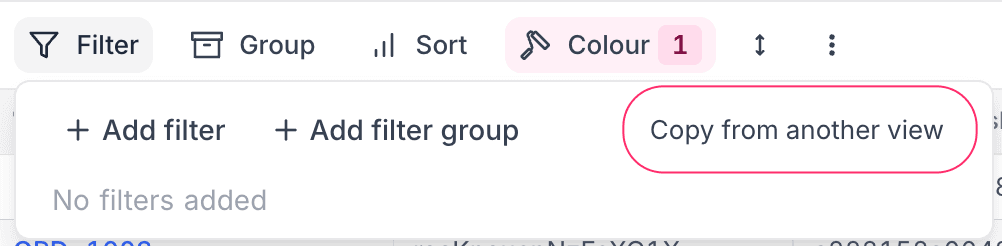 Copy view configuration - Filter