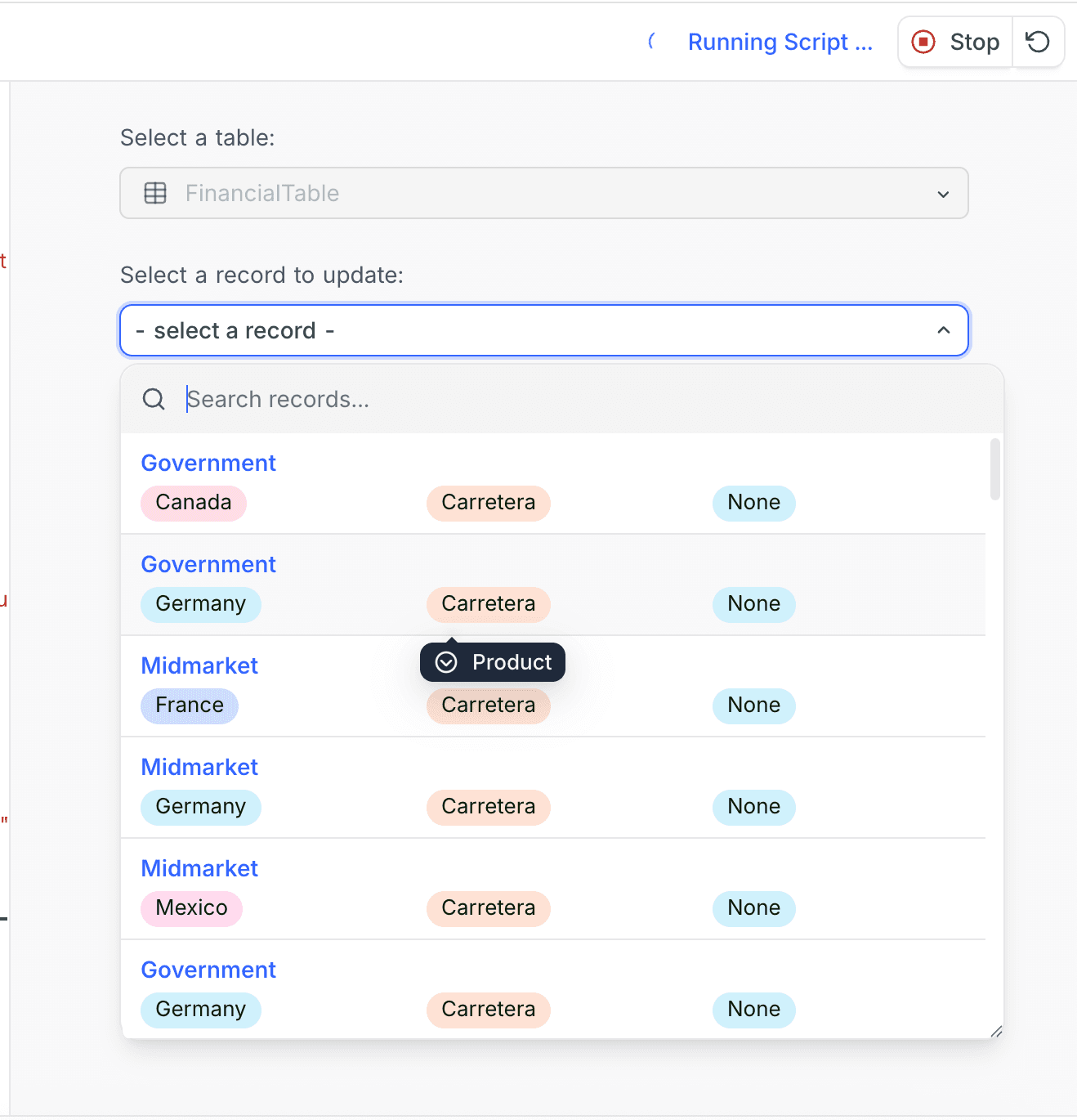 Record Input Example