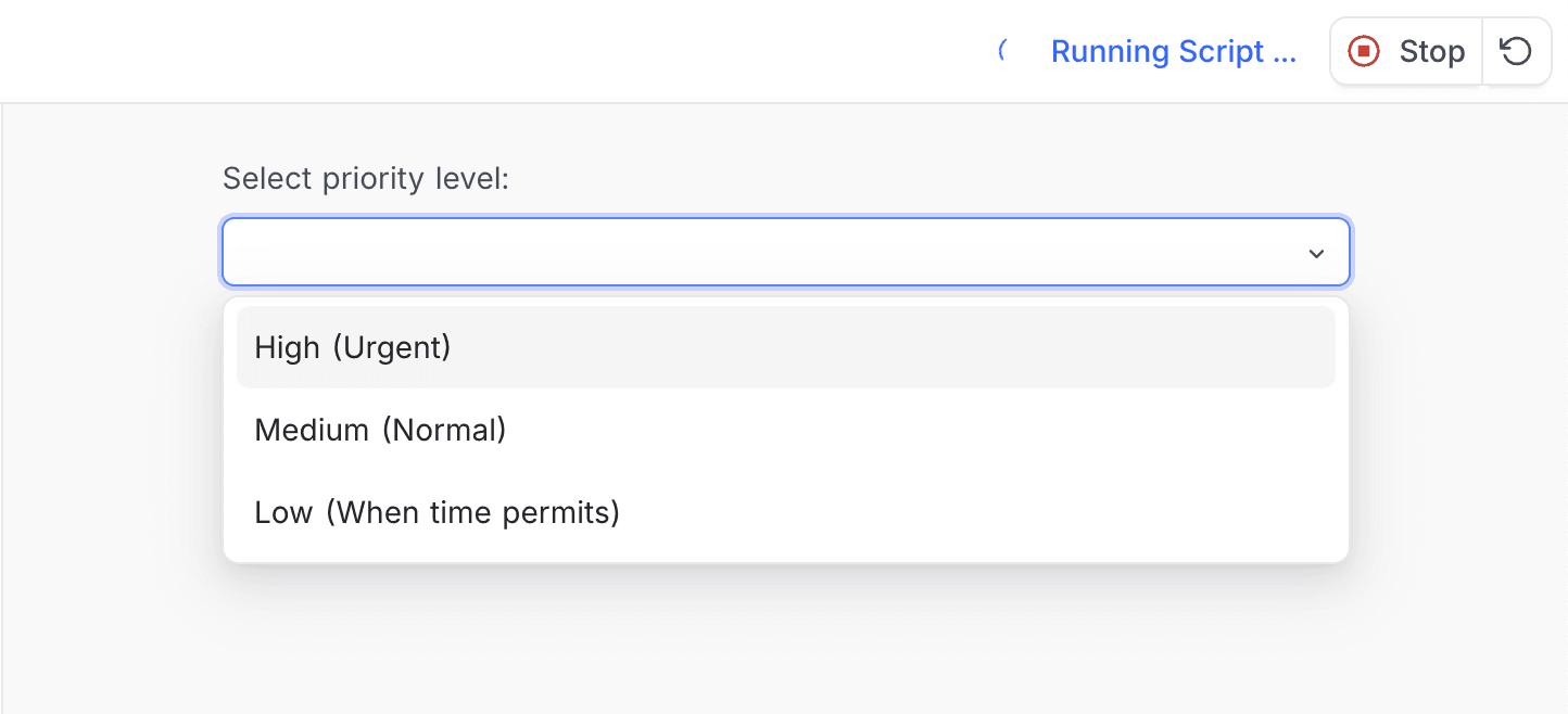Select Input Example