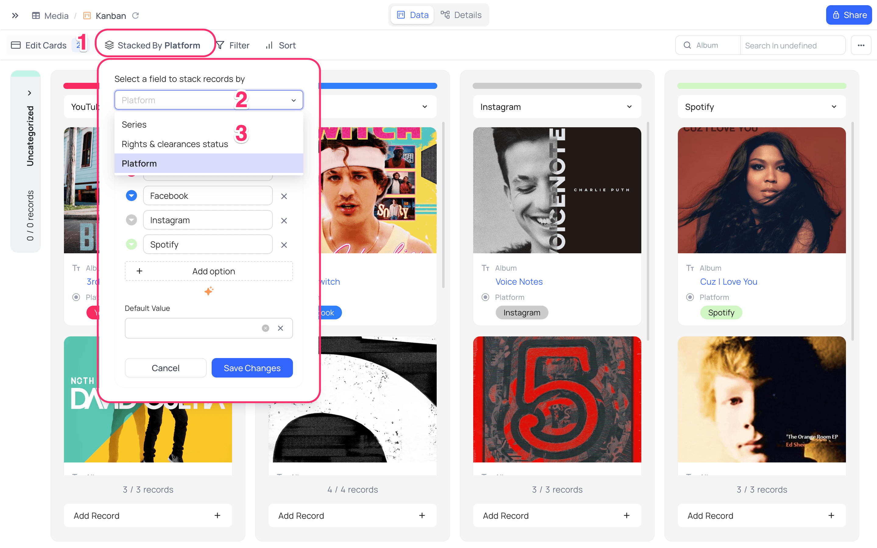 Change Stacked by Field