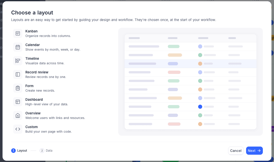 Layout picker