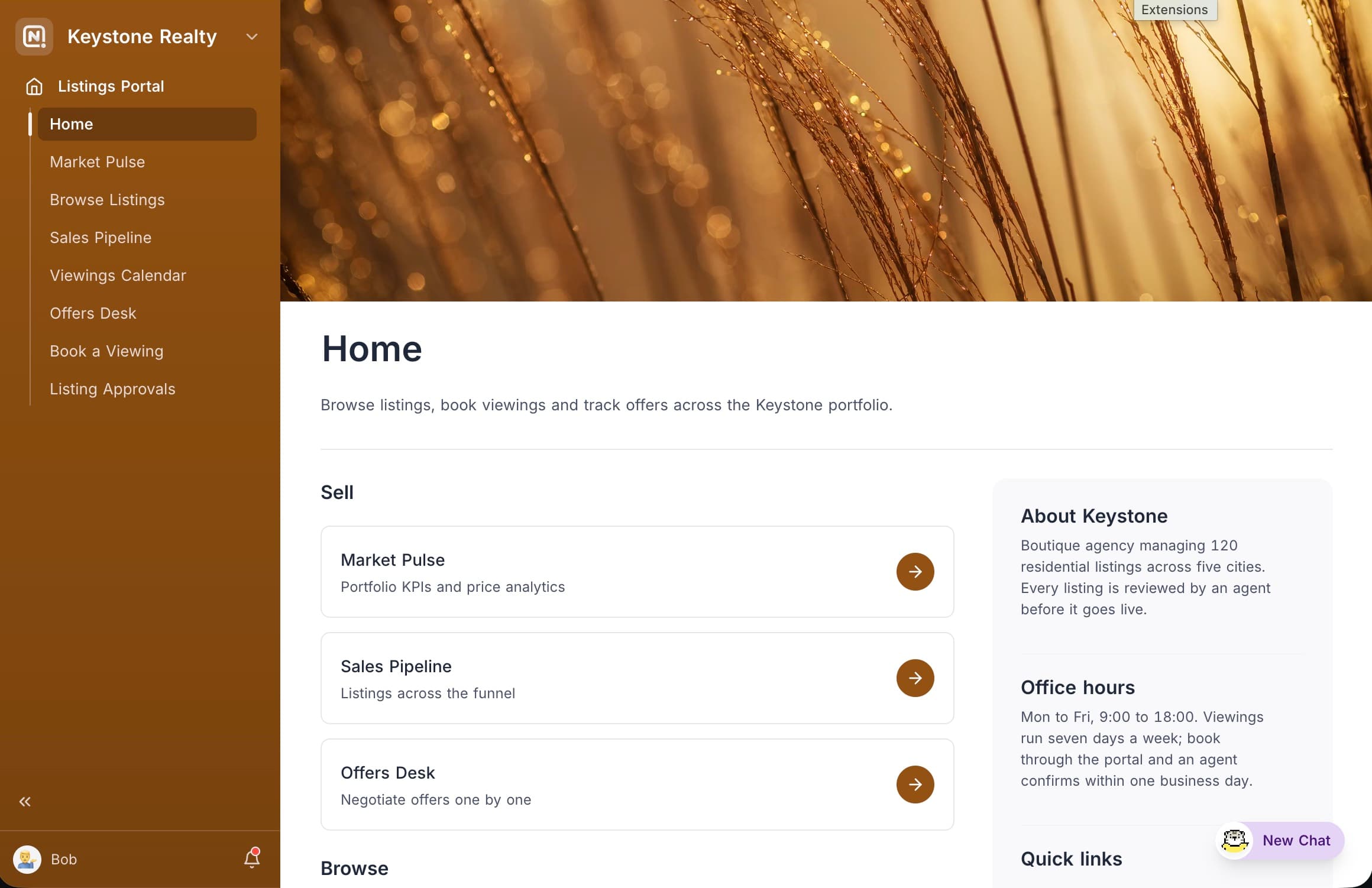 Overview page