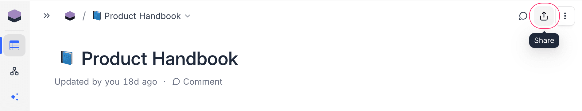 Share button in the document top bar