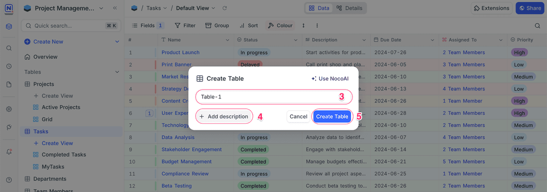 Create table