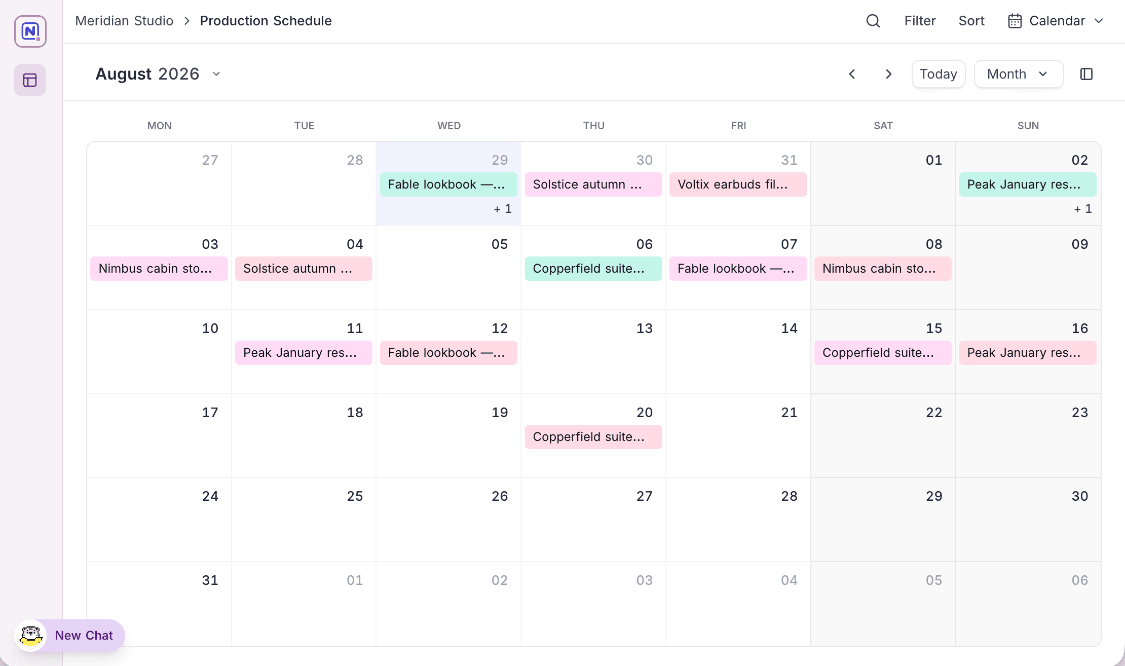 Calendar visualization