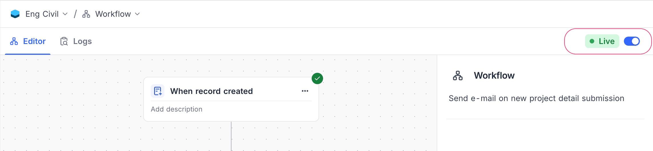Enable Disable Workflow