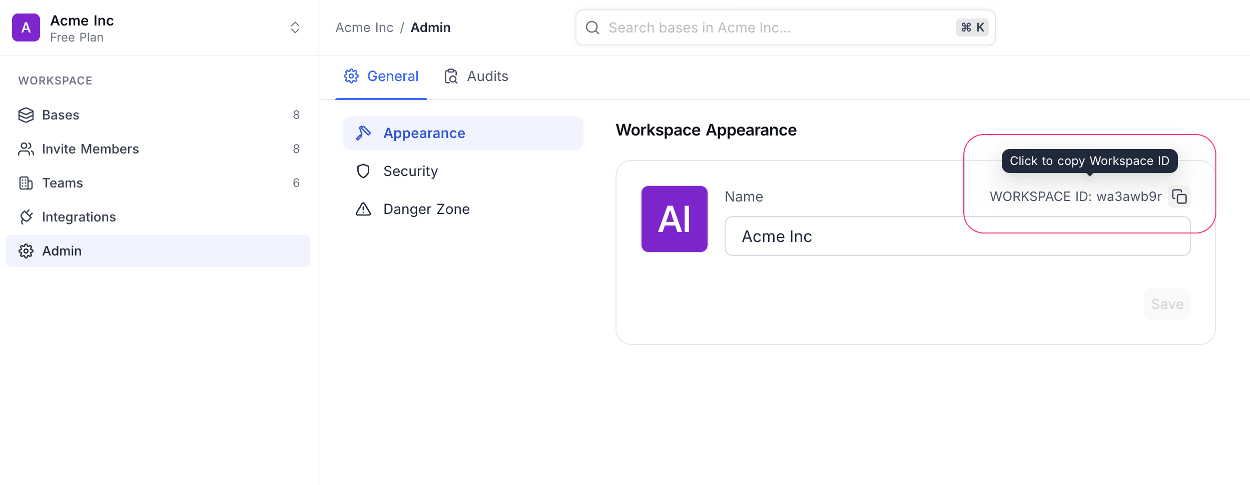 Workspace ID